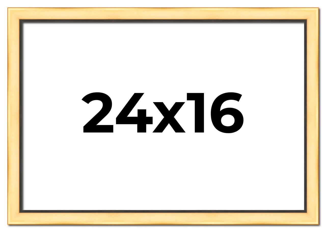 24x16 Simple Gold Picture Frame - UV Acrylic, Foam Board Backing, Hanging Hardware